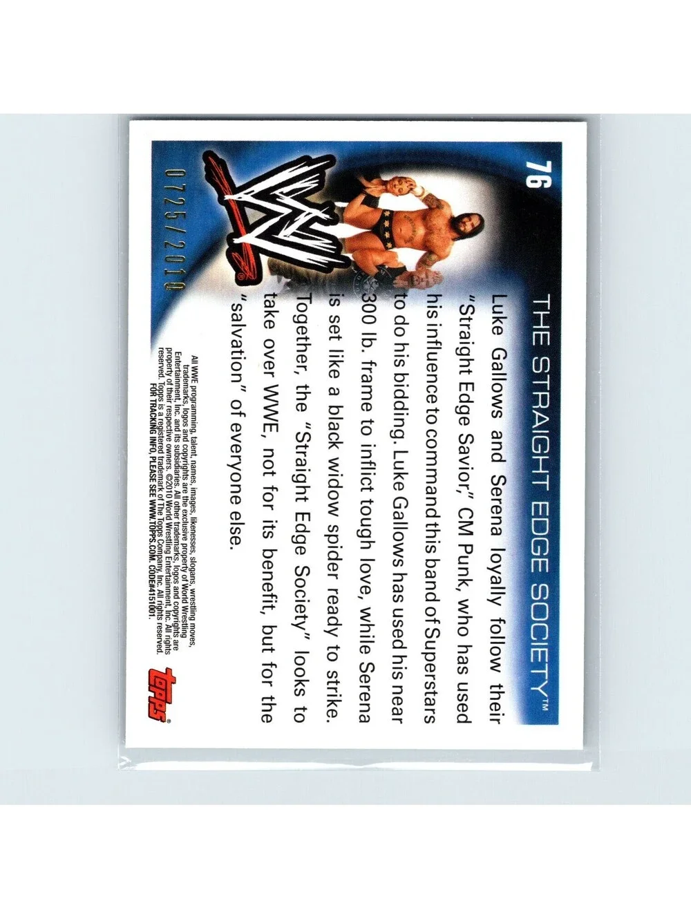 2010 Topps WWE The Straight Edge Society #76 Blue #/2010